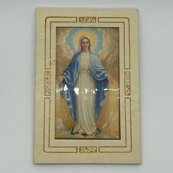 Vintage 1945 Prayer Card Framed Holy Mary - Picture 2 of 8